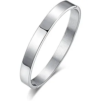 Classic Simple Smooth Men Woman Bracelet New Round Bangles Flat Cuff Open Silver Color For men Bangle Jewelry Gift