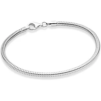 Fashion Silver Bracelet for Women and Men Snake Chain Design, 19cm