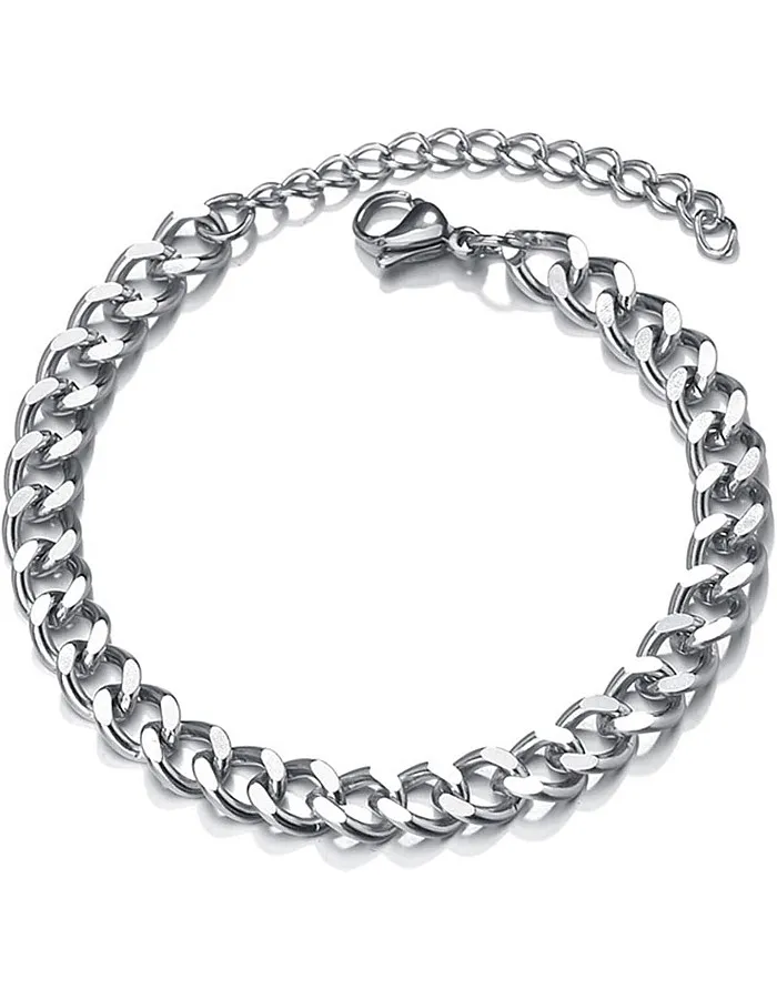 Stainless Steel Curb Bracelet, 3/5/7 mm, Men's Bracelet, Stainless Steel Curb, Cuban Chain Bracelet, Unisex Bracelet, Stainless Steel Curb for HipHop Rapper, 18 + 5 cm Length