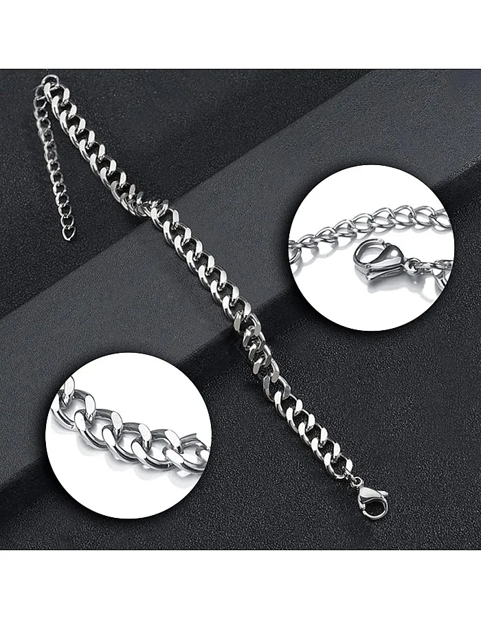 Stainless Steel Curb Bracelet, 3/5/7 mm, Men's Bracelet, Stainless Steel Curb, Cuban Chain Bracelet, Unisex Bracelet, Stainless Steel Curb for HipHop Rapper, 18 + 5 cm Length