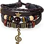amazingEGP | Unisex Multi-Layer Faux Leather Bracelet, Star and Music Note Charms, Bohemian Style, 6 cm, Adjustable