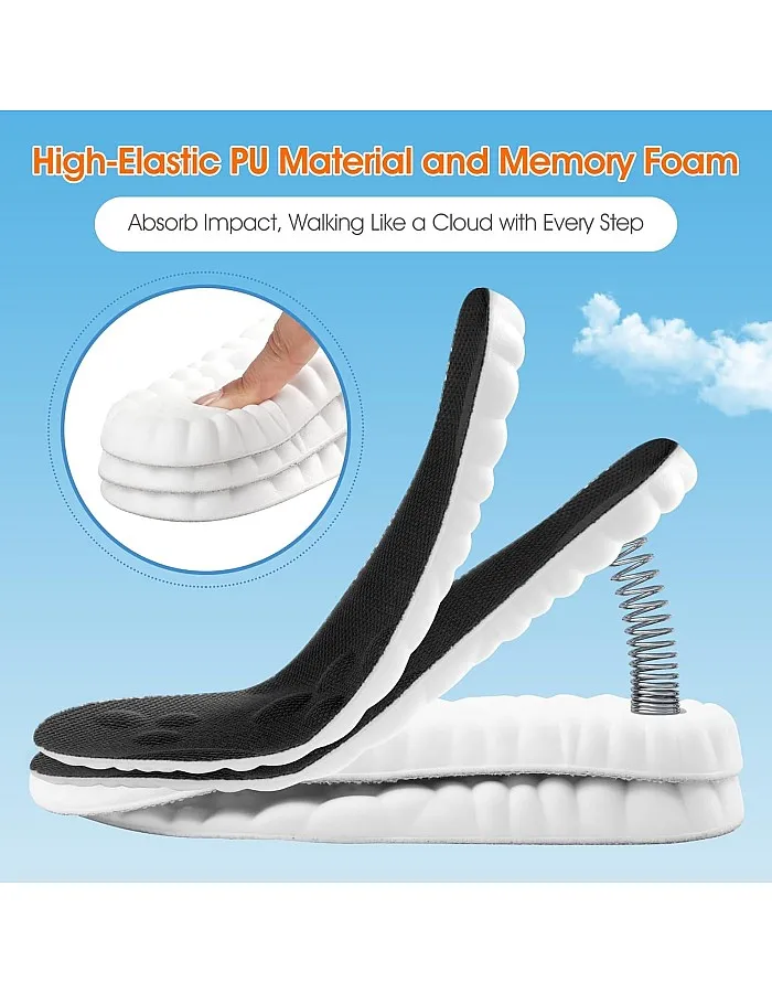 4D Cloud-Like Comfort Soles for Men - Soft Memory Foam Cushioning Insoles - Trim to Fit Steppers Insoles with Arch Support for Foot Pain Relief and Fatigue Reduction(US M 7.5-10.5)