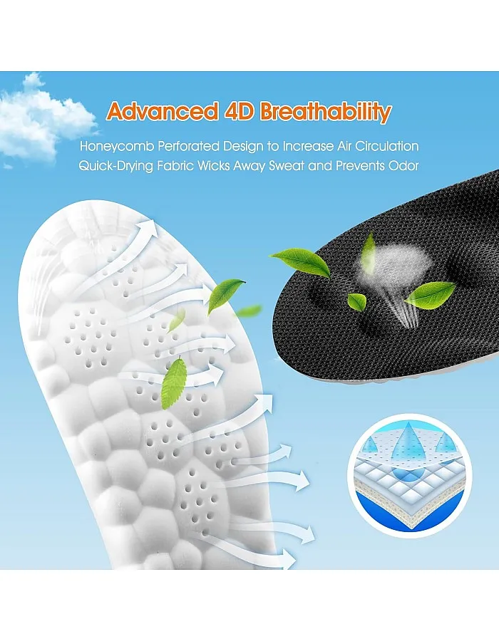 4D Cloud-Like Comfort Soles for Men - Soft Memory Foam Cushioning Insoles - Trim to Fit Steppers Insoles with Arch Support for Foot Pain Relief and Fatigue Reduction(US M 7.5-10.5)