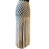 Handmade Women's Macrame Mesh Swimsuit with Long Fringe White, One Size
