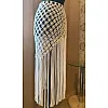 Handmade Women's Macrame Mesh Swimsuit with Long Fringe White, One Size