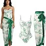 Showday European American Women's Bikini Bathing Suit Women's One Piece Swimsuit with Beach Cover up Wrap Skirt Floral Tummy Control Tankini Set 2 Piece Swimsuit Outfits