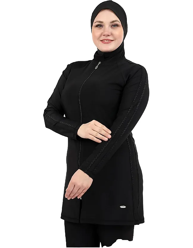 ملابس سباحة للنساء والبنات بوركينى 3 قطع توب كم طويل وبنطلون وتربون عالى الجودة كود 25WL218G1