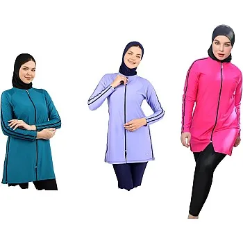 Women Girls Burkini Swimwear 3 Pieces Long Sleeve Top Pants Turban High Quality Code 25WL218G1