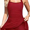 Women's Halter Swimsuit with Shorts Red One Piece Swimsuit Skirt