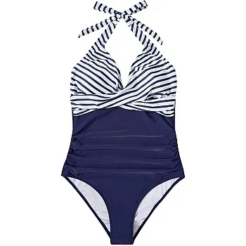 Women's V-Neck Halter Backless One Piece Swimsuit – Tummy Control Ruched Bathing Suit with Removable Pads, Crisscross Slimming Design for Beach, Pool & Red Sea Vacations