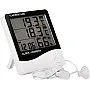 LCD Digital HTC-1 Thermometer Hygrometer Weather Station Temperature Humidity Tester Clock Alarm Indoor Outdoor Probe