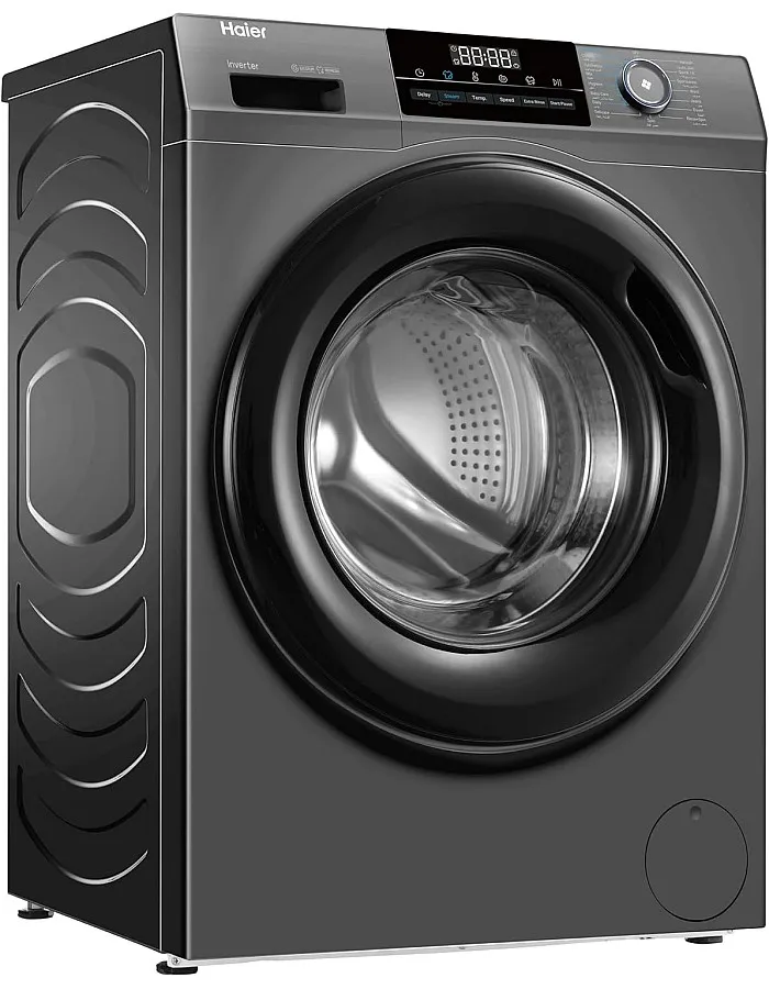 Haier 8 KG Front Loading Washing Machine, 525 mm Super Drum, BLDC Inverter Motor, Laser Welding, Steam, Silver, HW80-BP14929AS6