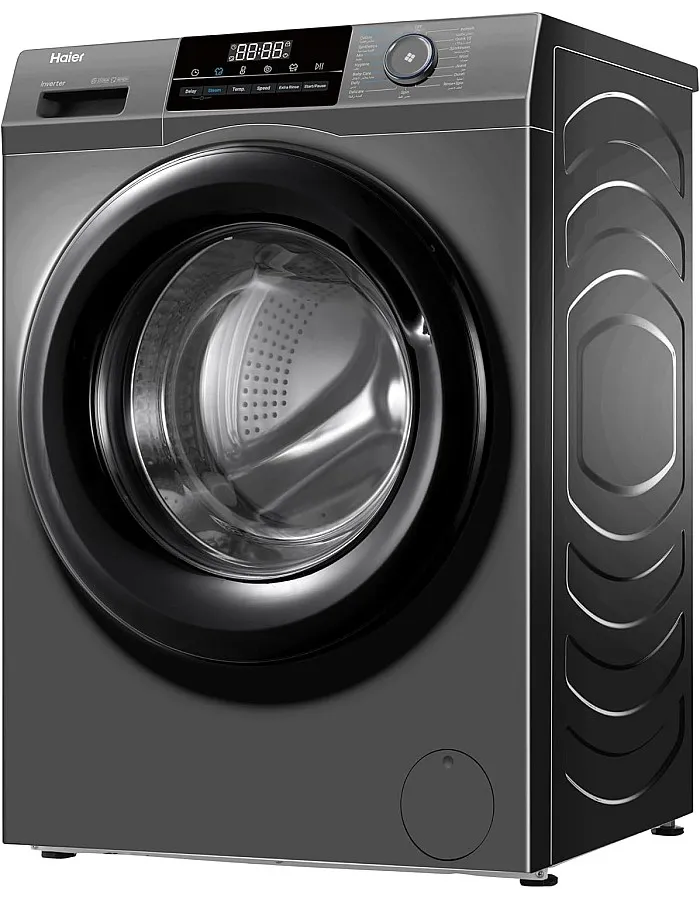 Haier 8 KG Front Loading Washing Machine, 525 mm Super Drum, BLDC Inverter Motor, Laser Welding, Steam, Silver, HW80-BP14929AS6