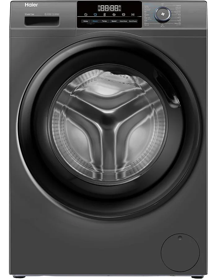 Haier 8 KG Front Loading Washing Machine, 525 mm Super Drum, BLDC Inverter Motor, Laser Welding, Steam, Silver, HW80-BP14929AS6