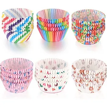 FYGJ Pack of 600 Multicoloured Paper Muffin Cases, Disposable, Ideal for Birthday, Wedding, Party, Cupcake, Muffin Baking