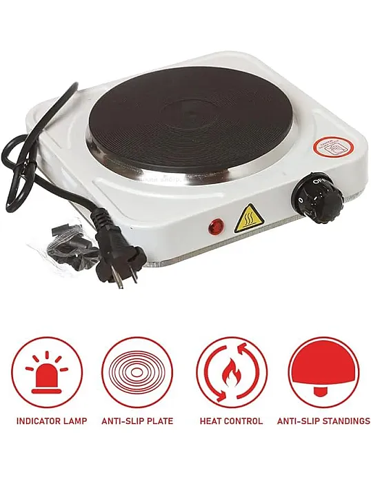 hot plate single burner hotplate cooking stove cooker heater for cooking, non-stick coating, overheat protection electric cooking (1000 W)