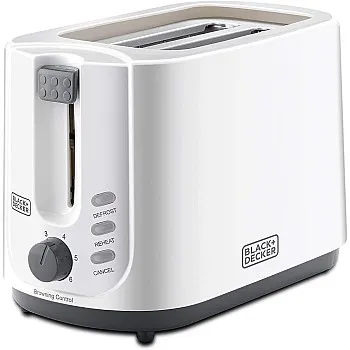 Black & Decker 750W 2 Slice Cool Touch Bread Toaster, White - ET125-B5
