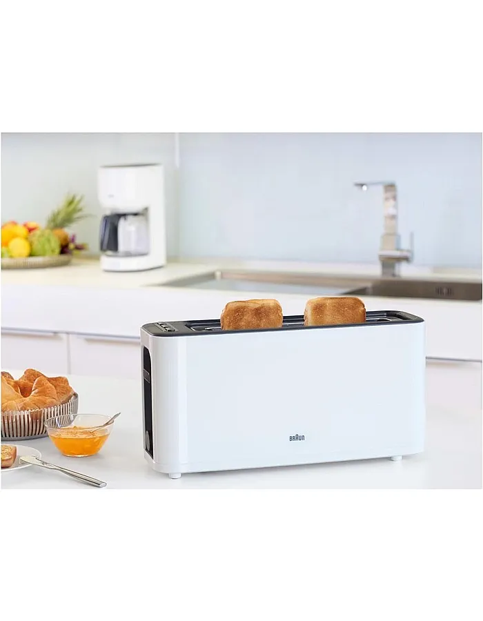 توستر خبز بفتحة واحدة مع 7 مستويات من التحميص من براون، 1000 وات، أبيض، HT3100WH