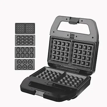 DSP Sandwich maker & Waffles, Nuts, Donuts, Shells MAker 4 * 1 with thermostat 800W KC1237 Black*Silver