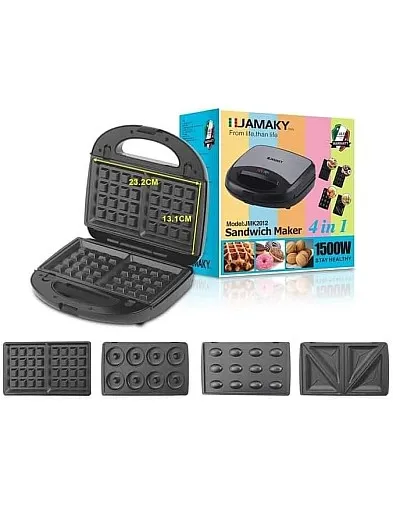 Jamaki 4 in 1 Sandwich Maker 1500W Multifunctional Donut Waffle Nut Maker Easy to Use - jmk2012
