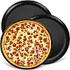 P&P CHEF 13½ Inch Pizza Pan Set, 3 Pack Nonstick Pizza Pans, Round Pizza Tray Bakeware for Oven Baking, Stainless Steel Core & Easy to Clean, Non Toxic & Durable, Black