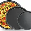 Pizza PAN set 3 Size 22 cm,24 cm,26 cm deep Plate Pizza Carbon Baking Non-Stick Mold ‎طقم صواني بيتزا ٣ مقاسات 22 سم، 24 سم، 26 سم بيتزا عميقة قالب خبز كربوني غير لاصق