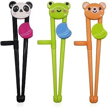 fashion mania Kids Chopsticks Training, 3 Pairs Cartoon Reusable Chopsticks Set Right Learning Chopsticks for Children Beginners Right or Left Handed(Bear, Frog, Panda)