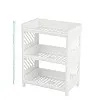 Generic 3-Tier Floating Wall Shelf, Modern Rectangular Tiered Shelf with Dual Layer Design and Drainage, White