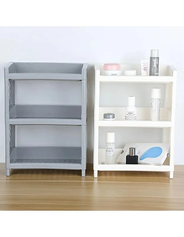 Generic 3-Tier Floating Wall Shelf, Modern Rectangular Tiered Shelf with Dual Layer Design and Drainage, White
