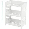 Generic 3-Tier Floating Wall Shelf, Modern Rectangular Tiered Shelf with Dual Layer Design and Drainage, White