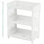 Generic 3-Tier Floating Wall Shelf, Modern Rectangular Tiered Shelf with Dual Layer Design and Drainage, White