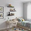 رفوف حائط خشبية MDF، تصميم عصري، مقاومة للماء والخدوش، 50×15 سم، 3 قطع، مع مستلزمات التثبيت، للمطبخ وغرف النوم والمكتب (أسود)