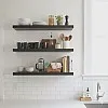 رفوف حائط خشبية MDF، تصميم عصري، مقاومة للماء والخدوش، 50×15 سم، 3 قطع، مع مستلزمات التثبيت، للمطبخ وغرف النوم والمكتب (أسود)