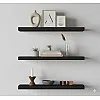 رفوف حائط خشبية MDF، تصميم عصري، مقاومة للماء والخدوش، 50×15 سم، 3 قطع، مع مستلزمات التثبيت، للمطبخ وغرف النوم والمكتب (أسود)