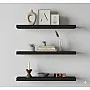 رفوف حائط خشبية MDF، تصميم عصري، مقاومة للماء والخدوش، 50×15 سم، 3 قطع، مع مستلزمات التثبيت، للمطبخ وغرف النوم والمكتب (أسود)