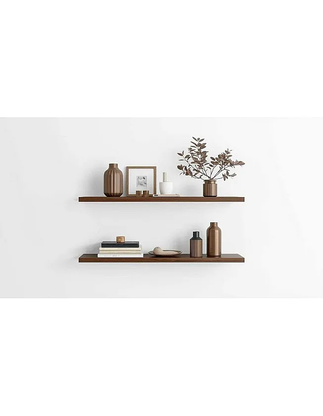 رفوف حائط خشبية MDF، تصميم عصري، مقاومة للماء والخدوش، 50×15 سم، قطعتين ، مع مستلزمات التثبيت، للمطبخ وغرف النوم والمكتب (بني)