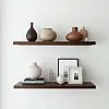 MDF Wood Wall Shelves, Modern Design, Waterproof and Scratch Resistant, 50x15cm, Set of 2, with Installation Supplies, for Kitchen, Bedroom, Office (Brown)