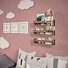 NATURE SUPPLIES Set of 3 Nursery Shelves Wall Mounted Children’s Wooden Floating Bookshelf for Bedroom, Bathroom, Kitchen Storage Shelves Kids Decor, Brown