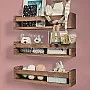 NATURE SUPPLIES Set of 3 Nursery Shelves Wall Mounted Children’s Wooden Floating Bookshelf for Bedroom, Bathroom, Kitchen Storage Shelves Kids Decor, Brown