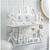 Qiikoea White Floating Shelves Humanoid Design Wall Mounted Bathroom Shelves No Drilling Waterproof Shower Organizer for Inside Shower Kitchen Storage, 2 Pack