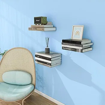 invisible Floating Bookshelf – Hidden Wall Mount Metal Book Shelf – Space Saving Minimalist Book Holder Rack – Heavy Duty Steel (Black) (3)