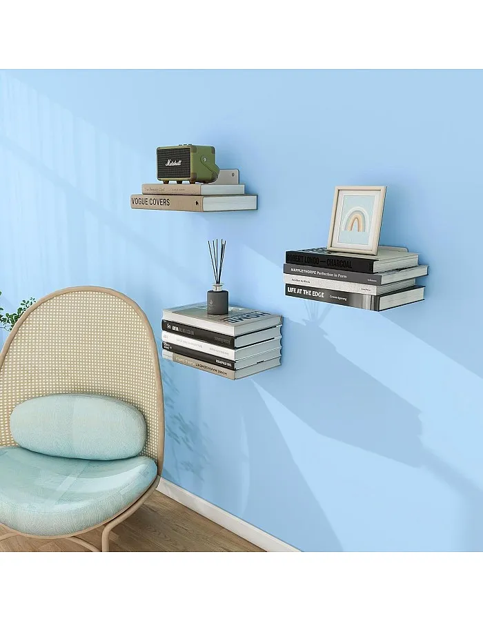 invisible Floating Bookshelf – Hidden Wall Mount Metal Book Shelf – Space Saving Minimalist Book Holder Rack – Heavy Duty Steel (Black) (3)