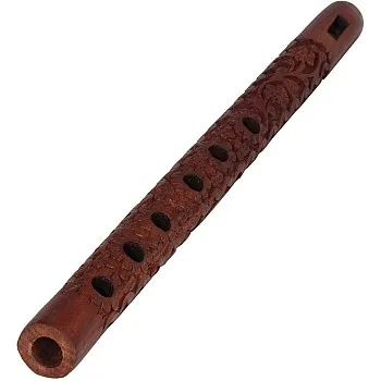 Mouth Woodwind Flute Wooden Traditional Hand Carved, Great Sound Indian Musical Instrument Brown Color 13 Inch