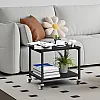 smusei Printer Stand Black, 2-Tier Printer Table with Wheels, Space-Saving Wooden Desk Shelf for Office Home Office School, 42 x 30 x 35 cm