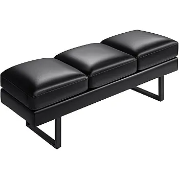 JUMMICO Office Chair Seating Waiting Room Chair, 59.6 inches Upholered Reception Bench 3 Seat Faux Leather Office Guest Chair Conference Room Chair for Salon and Shop (Black)
