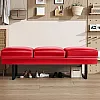 JUMMICO Office Chair Seating Waiting Room Chair, 59.6 inches Upholered Reception Bench 3 Seat Faux Leather Office Guest Chair Conference Room Chair for Salon and Shop (Red)