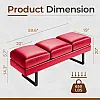 JUMMICO Office Chair Seating Waiting Room Chair, 59.6 inches Upholered Reception Bench 3 Seat Faux Leather Office Guest Chair Conference Room Chair for Salon and Shop (Red)