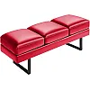 JUMMICO Office Chair Seating Waiting Room Chair, 59.6 inches Upholered Reception Bench 3 Seat Faux Leather Office Guest Chair Conference Room Chair for Salon and Shop (Red)