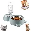 Double Bowl for Pets, Dog Cat Feeder Automatic Pet Feeder and Water Dispenser, Bowl for Eating with Water Bottle Water Dispenser, for Pets, Dogs, Cats (B)