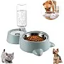 Double Bowl for Pets, Dog Cat Feeder Automatic Pet Feeder and Water Dispenser, Bowl for Eating with Water Bottle Water Dispenser, for Pets, Dogs, Cats (B)